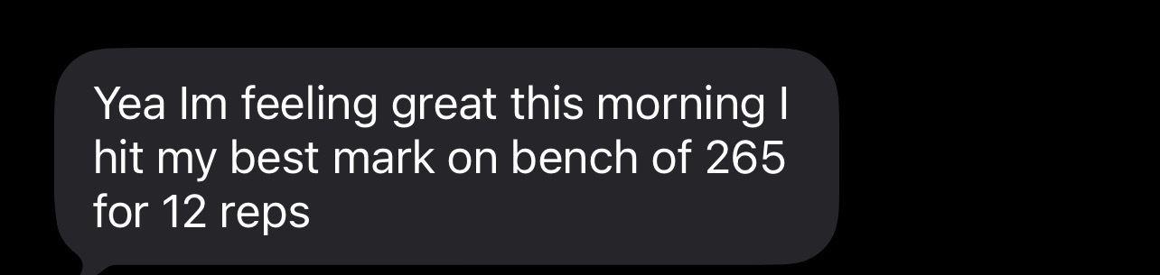 Athlete text message result