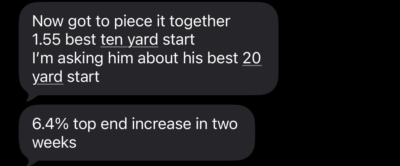 Athlete text message result