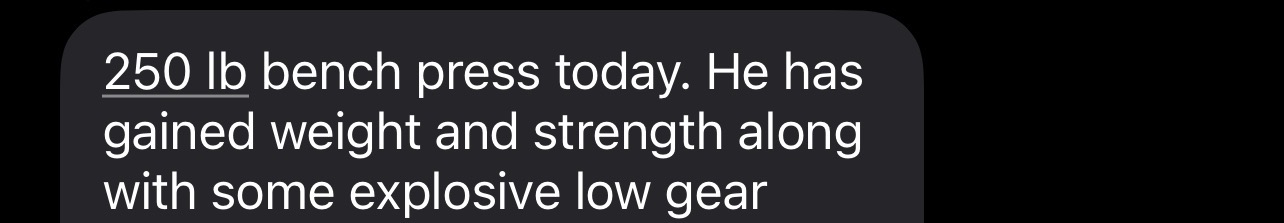 Athlete text message result